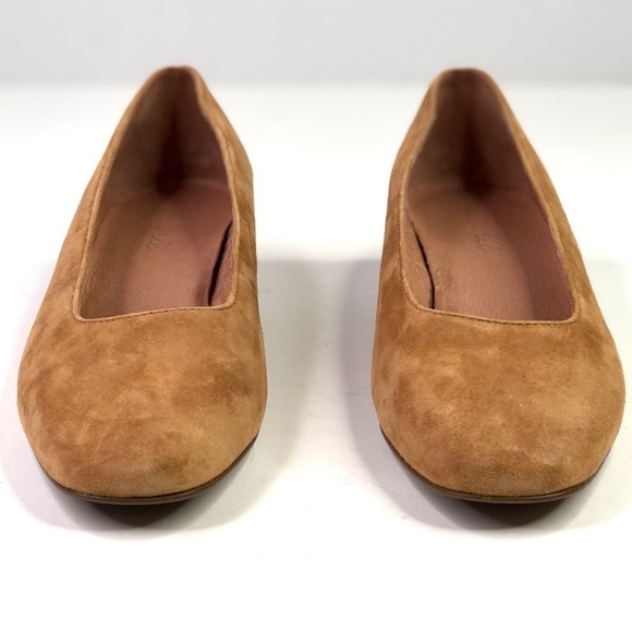 Madewell The Sophie pump tan camel suede stacked heel squared toe classic 8 - Picture 5 of 10